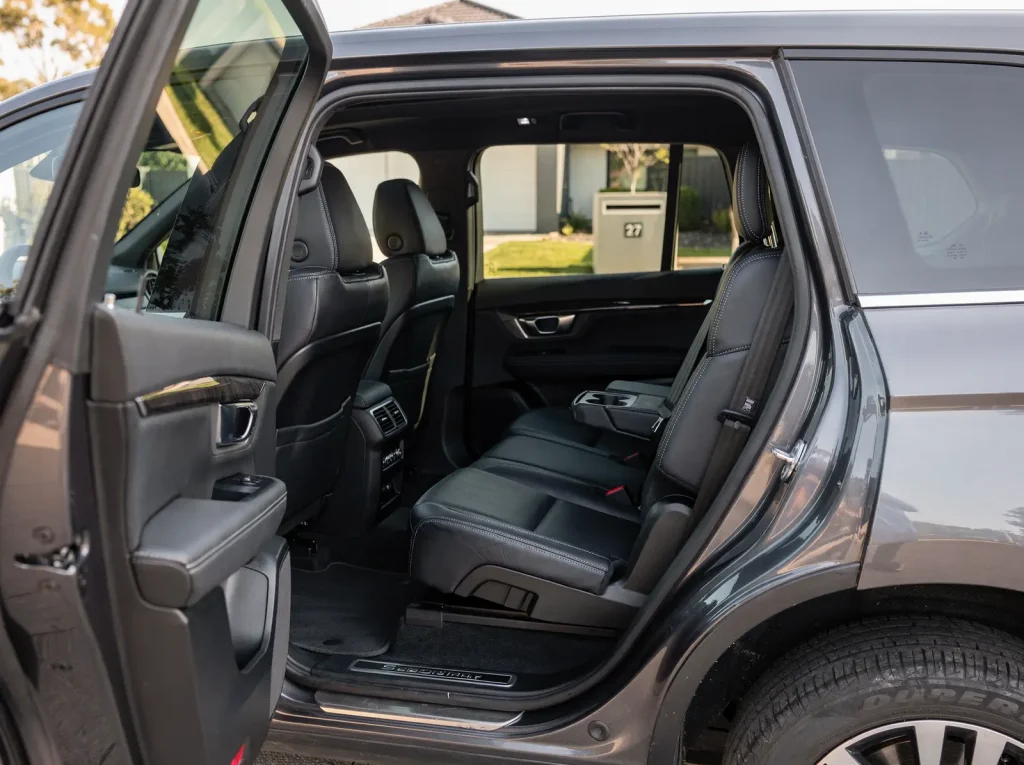 Freshly detailed premium SUV interior with conditioned black leather seats in O'Connor.